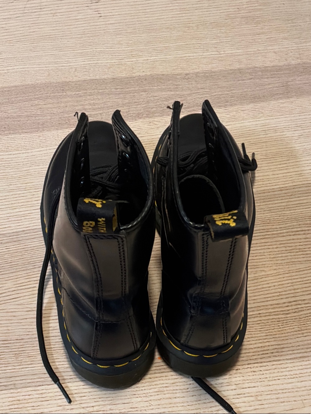 Dr. Martens Black Lace-Up Boots with Yellow Stitching - Picture 2 of 4